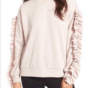 Trouve Blush Sweatshirt with side ruffle detailing size S